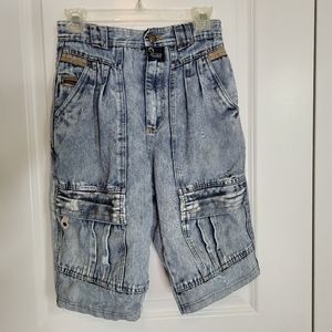 Maneuvers Vintage 80s Acid Washed Pleated Denim Shorts Boys Size 14 Streetwear